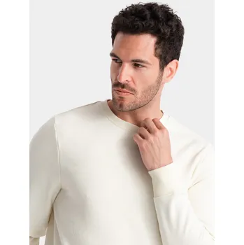 Pánská mikina Pánská bavlněná mikina BASIC - krémová V5 OM-SSBN-0159 - S