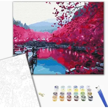 Brushme Obraz malování podle čísel sakura u jezera