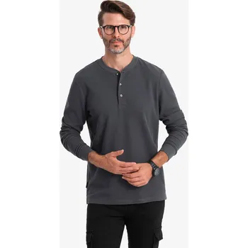 Pánský svetr Pánský vaflový úplet s dlouhým rukávem - grafitový V3 OM-LSCL-0120 - L