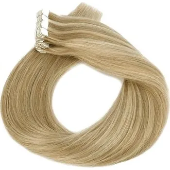 Příčesek Vlasové PU pásky MINI tape in na prodlužování vlasů 40cm balayage 16/60 - plavá blond / platina