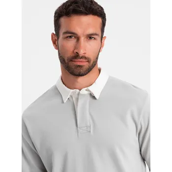 Pánská mikina Pánská bílá mikina s límečkem - ash V7 OM-SSNZ-0132 - L