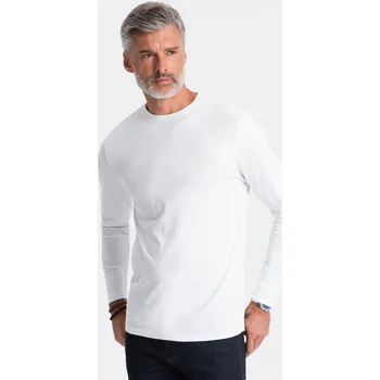 Pánské tričko Pánské tričko BASIC s dlouhým rukávem a kulatým výstřihem - bílé V4 OM-LSBL-0106 - XL