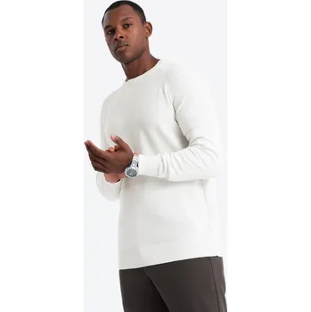 Pánský svetr Pánský raglánový svetr s žebrovanými rukávy - bílý V1 OM-SWSW-0144 - XL