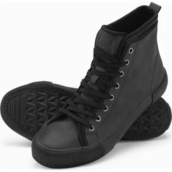 Pánské tenisky Pánské vysoké tenisky s ozdobným svrškem - grafitové V4 OM-FOTH-0158 - 44