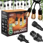 BERGE Zahradní girlanda 15m + 31x 1W LED žárovka BG1530