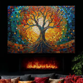 Obraz Obraz na plátně - Strom života Mozaika slunečního svitu FeelHappy.cz Velikost obrazu: 40 x 30 cm