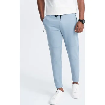 Pánské tepláky joggers na gumu s prošíváním - světle modré V2 OM-PASK-0142 - L