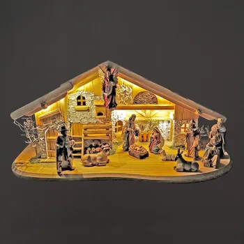 Vánoční dekorace AMADEA Dřevěný osvětlený betlém s figurkami 65 cm, český výrobek
