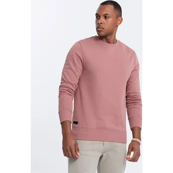 Pánská móda Pánská bavlněná mikina BASIC - tmavě růžová V4 OM-SSBN-0159 - L