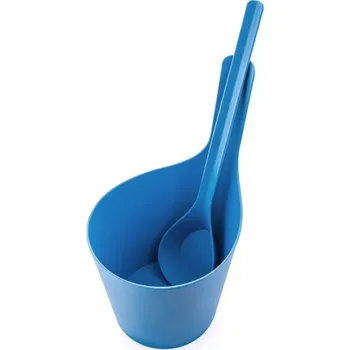 Kbelík + naběračka do sauny Rento 176319 - 5L, Ledová, 38x22cm, držadlo 48cm, ekologický biokompozit