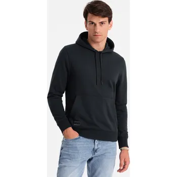 Pánská mikina Pánská bavlněná klokaní mikina BASIC s kapucí - černá V9 OM-SSBN-0161 - XXL
