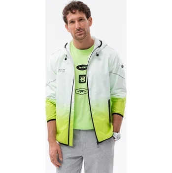 Pánská softshellová bunda Pánská sportovní bunda s ombre efektem - bílá a limetkově zelená V1 OM-JANP-0104 - XL