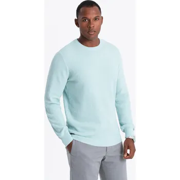 Pánský svetr Pánský melanžový strukturovaný pletený svetr - mátový V1 OM-SWSW-0142 - L