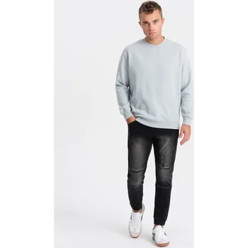 Pánské kalhoty Pánské mramorované kalhoty JOGGER s odřením - černé V2 OM-PADJ-0153 - S