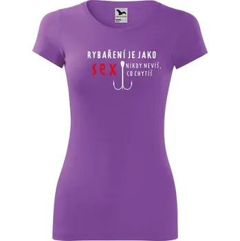 Dámské tričko DOBRÝ TRIKO Dámské tričko Rybaření Velikost: XS, Barva: Fialová
