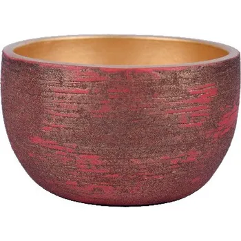 Květináč Mísa/Obal na květináč keramický FUNCHAL, pr.19x10cm, červená/zlatá|RED W/GOLD|Ego Dekor