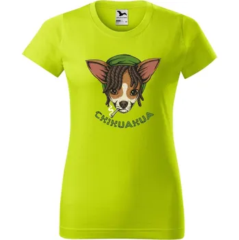 Dámské oblečení DOBRÝ TRIKO Dámské tričko s potiskem Čivava Barva: Limetková, Velikost: L