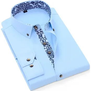 Pánská košile Svatební pánská košile se vzorovanými detaily Barva: Světle Modrá, Velikost: 44