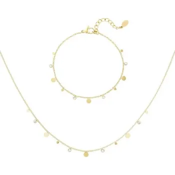 Náhrdelník ORNAMENTI Pozlacený set náhrdelníku a náramku Element Zirconia gold