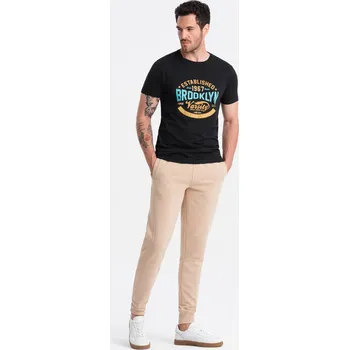 Pánské bavlněné tepláky BASIC joggers - béžové V6 OM-PABS-0174 - M