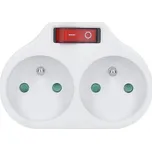 Solight rozbočka, 2x 10A, bílá, vypínač