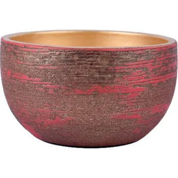 Mísa/Obal na květináč keramický FUNCHAL, pr.23x11cm, červená/zlatá|RED W/GOLD|Ego Dekor