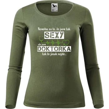DOBRÝ TRIKO Dámské bavlněné triko Sexy doktorka Velikost: M, Barva: Khaki