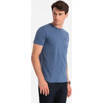 Pánské bavlněné tričko s potiskem kapes Ombre Streetstyle - indigo V9 OM-TSCT-0108 - L