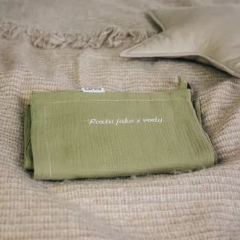Dárková krabička Tulimese Dárková krabička velká mušelínová osuška ROSTU JAKO Z VODY VÝBĚR BARVY/MATERIÁLU: MUŠELÍN OLIVOVÝ
