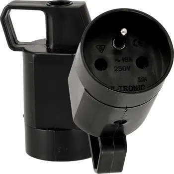 Elektrická zásuvka BERGE Zásuvka s koncovkou a uzemněním černá 9655