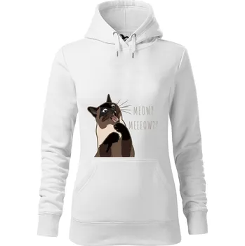 Dámská mikina DOBRÝ TRIKO Dámská mikina s potiskem Naštvaná kočka Velikost dámské mikiny: XS, Barva: Bílá