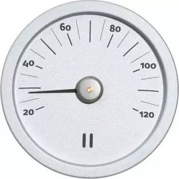 Kulatý teploměr do sauny Rento 176837 - 20-120°C, přírodní hliník, 15x2cm, estetický, praktický