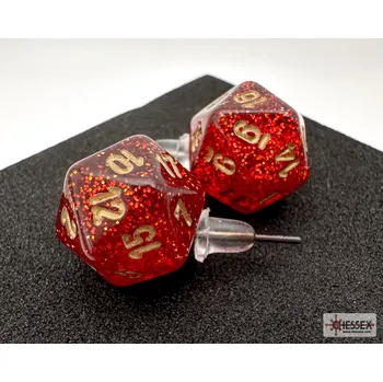 Příslušenství k deskovým hrám Chessex Náušnice Chessex třpytivě červená D20 - pecka - 54508