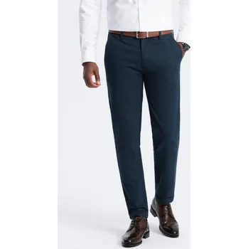 Pánské kalhoty Pánské klasické chino kalhoty s jemnou texturou - tmavě modré V3 OM-PACP-0188 - XL