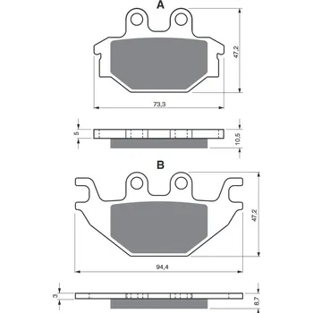 Brzdová destička Brzdové destičky GOLDFREN 230 K5 TGB/WINKING Blade 525 2009-2011