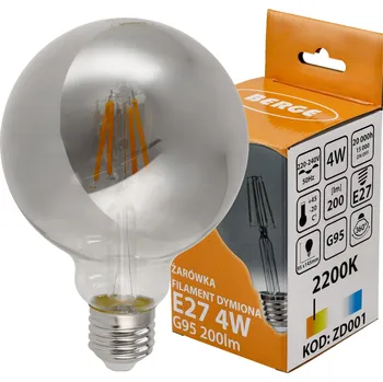 BERGE LED žárovka G95 - E27 - 4W - FILAMENT - kouřová - teplá bílá ZD001