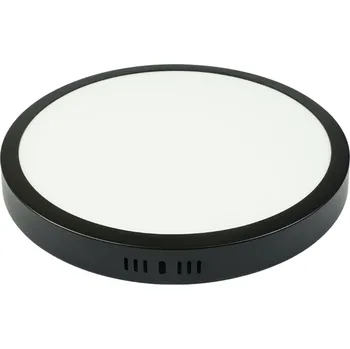 LED panel BERGE Kruhový LED panel pro povrchovou montáž - černý - 24W - studená bílá EPD008