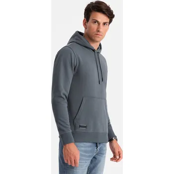 Pánská mikina Pánská bavlněná klokaní mikina BASIC s kapucí - grafitová V11 OM-SSBN-0161 - L