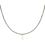 ORNAMENTI Pozlacený náhrdelník Pearls Green Heart gold