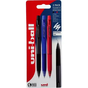 Gumovatelné pero stiskací UNI URN-181, 0,7 mm, sada 3 ks (modrá, černá, červená)