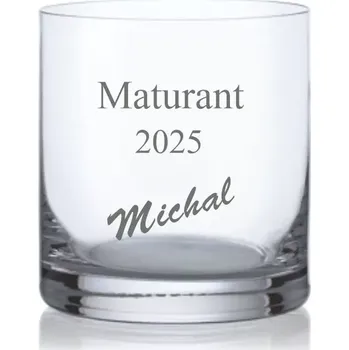 Sklenice Maturitní sklenička na whisky se jménem 280ml, 1 ks (Do poznámky v nákupním košíku napište požadované jméno a rok)