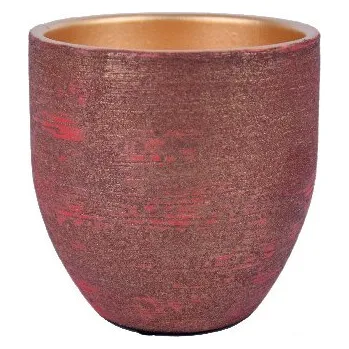 Obal na květináč keramický FUNCHAL, pr.16x14cm, červená/zlatá|RED W/GOLD|Ego Dekor