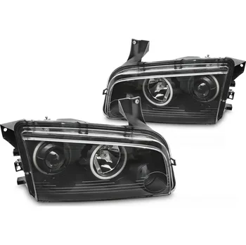 Přední světlomet TUNING-TEC Přední světla Dodge Charger LX 06-10 černé ANGEL EYES