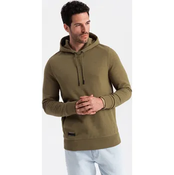 Pánská mikina Pánská bavlněná klokaní mikina BASIC s kapucí - olivová V2 OM-SSBN-0161 - L