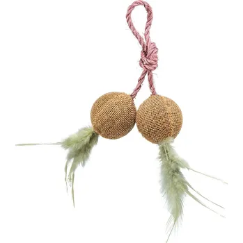 Hračka pro kočku 2 jutové míčky Trixie se šantou kočičí ø 4,5 cm