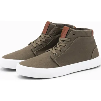 Pánské tenisky Pánské vysoké tenisky z bavlněného plátna - olivové V4 OM-FOTH-0156 - 44