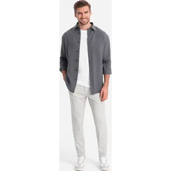 Pánské kalhoty Pánské kalhoty klasického střihu v jemné kostkované barvě - béžové V1 OM-PACP-0187 - XL