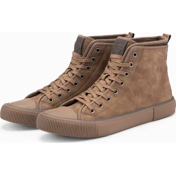 Pánské tenisky Pánské vysoké tenisky s ozdobným lemováním - hnědé V2 OM-FOTH-0158 - 41