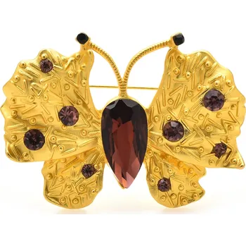 Brož B-TOP Brož Zlatý motýl s krystaly