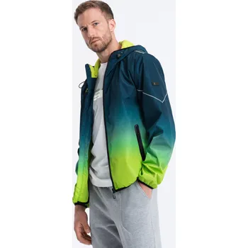 Pánská softshellová bunda Pánská sportovní bunda s reflexními prvky - tyrkysová a limetkově zelená V1 OM-JANP-0105 - M